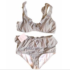Flattering High Waisted Striped Bikini Set